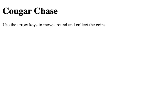 Basic web page with title and message to use arrow keys to collect coins